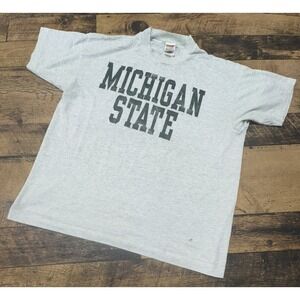 Vintage Michigan State University Gray 90s Shirt Single-Stitch Size XL Spell Out